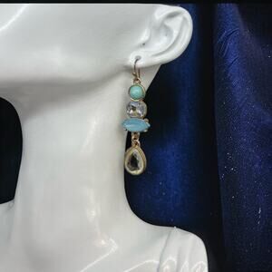Turquoise and Crystal Drop Earrings